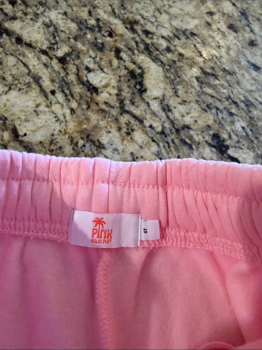Pink Palm Puff Sweatpants - Pink New Sz Small Tall - Picture 7 of 8